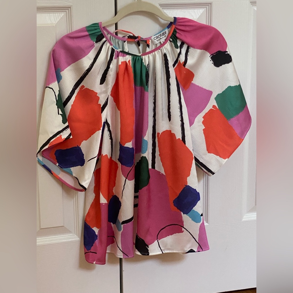 CROSBY by Mollie Burch Brynn Multicolor Abstract Blouse 👚 Size Medium